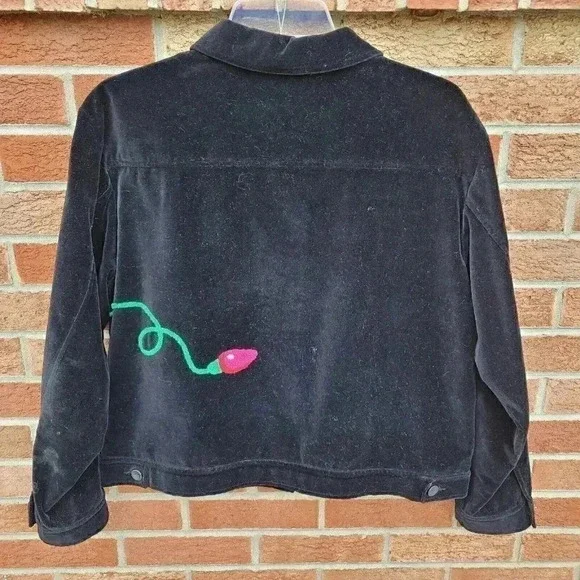 Vintage Bellepointe Christmas Lights Blazer Jacket Women's Size Medium - Picture 2 of 7
